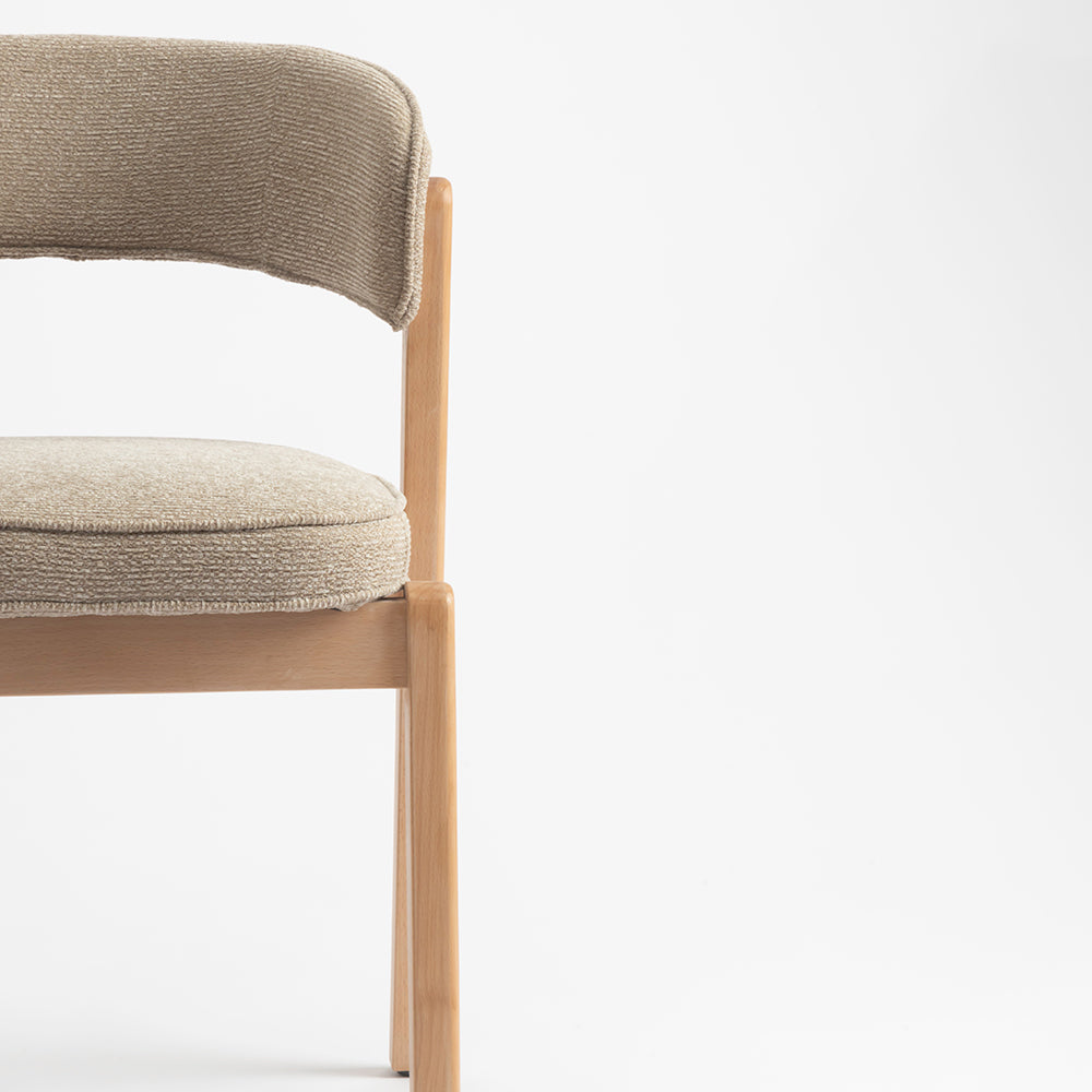 Harbor Boucle Wooden Dining Chair - Flaxen