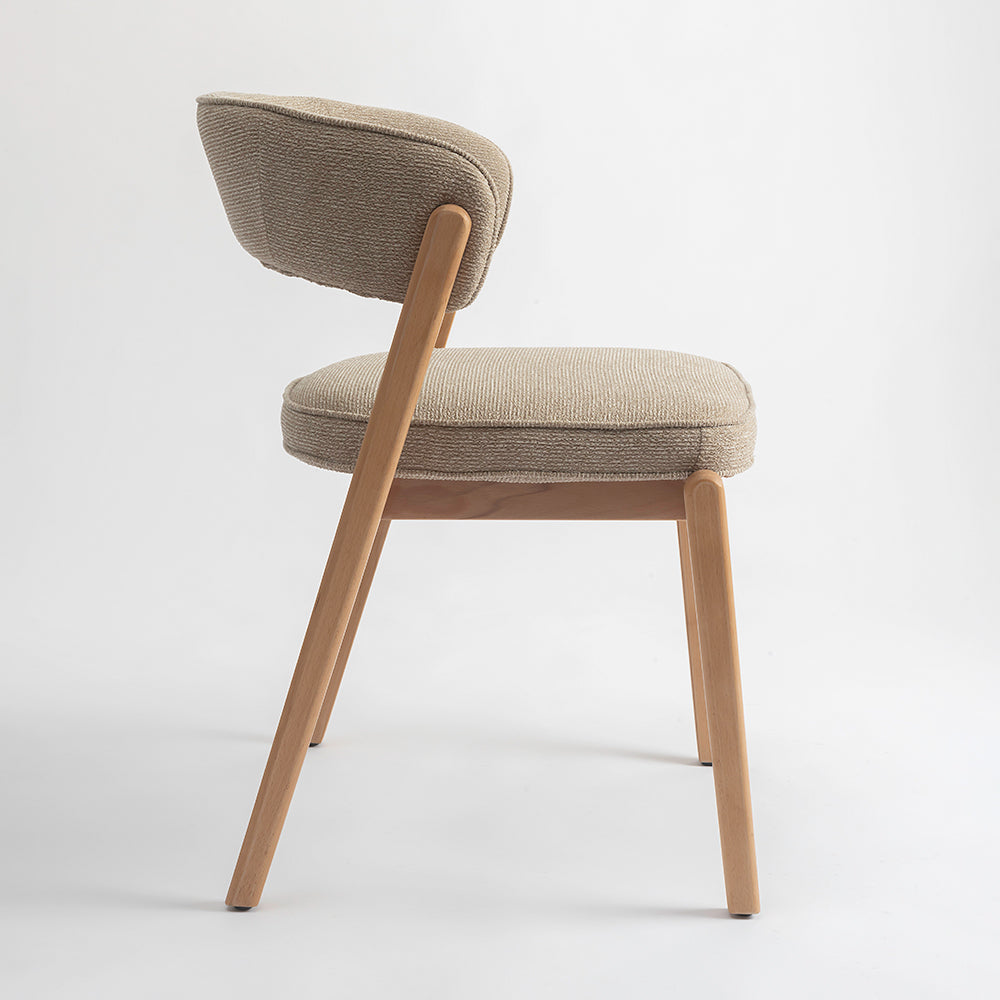 Harbor Boucle Wooden Dining Chair - Flaxen