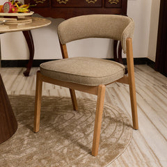 Harbor Boucle Wooden Dining Chair - Flaxen