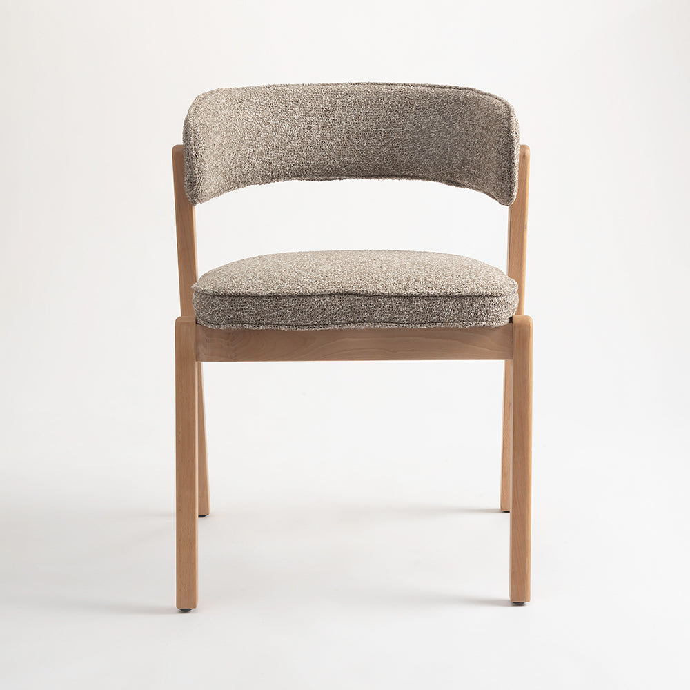 Harbor Boucle Wooden Dining Chair - Light Khaki