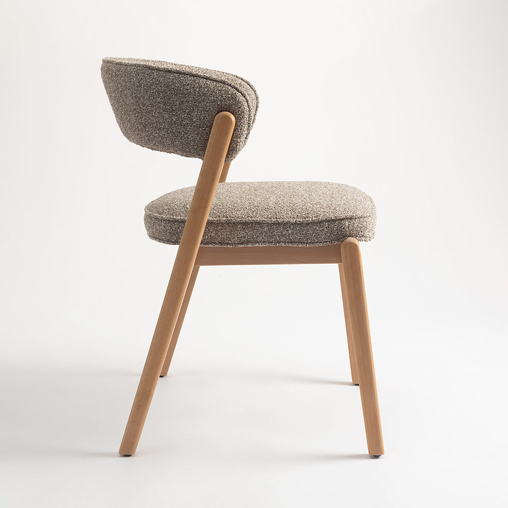 Harbor Boucle Wooden Dining Chair - Light Khaki