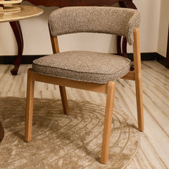 Harbor Boucle Wooden Dining Chair - Light Khaki
