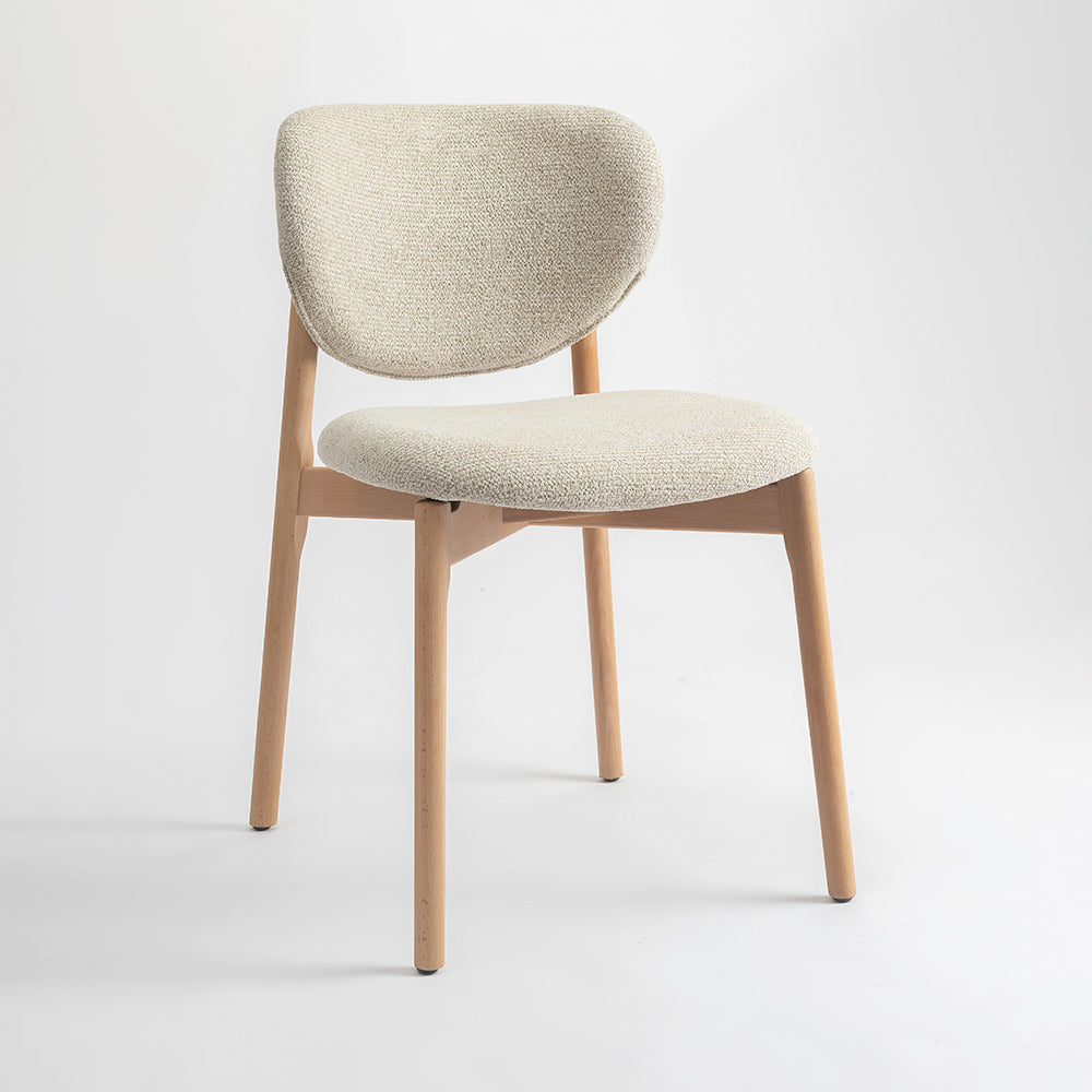 Beechline Boucle Wooden Dining Chair - Beige