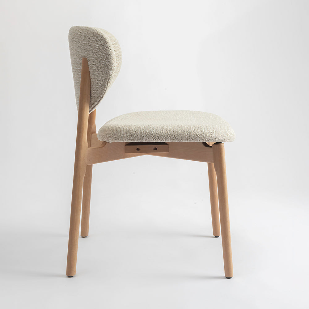 Beechline Boucle Wooden Dining Chair - Beige