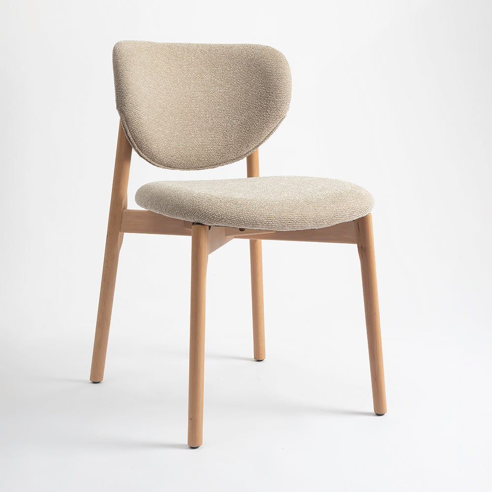 Beechline Boucle Wooden Dining Chair - Flaxen