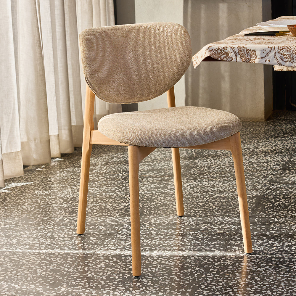 Beechline Boucle Wooden Dining Chair - Flaxen