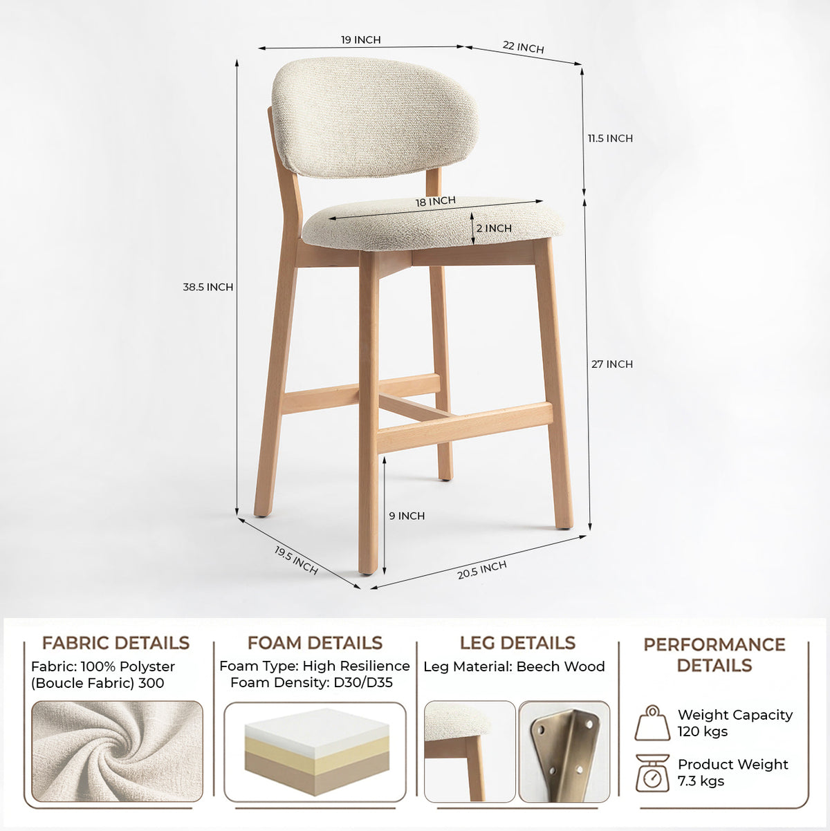 Vangaurd Bar Chair - Beige