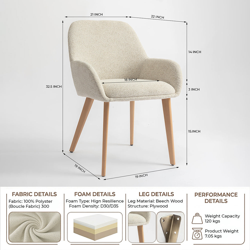Ashford Wooden Dining Chair - Beige