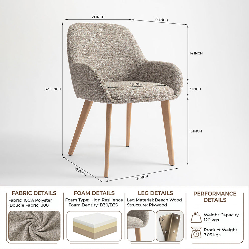 Ashford Wooden Dining Chair - Light Khaki