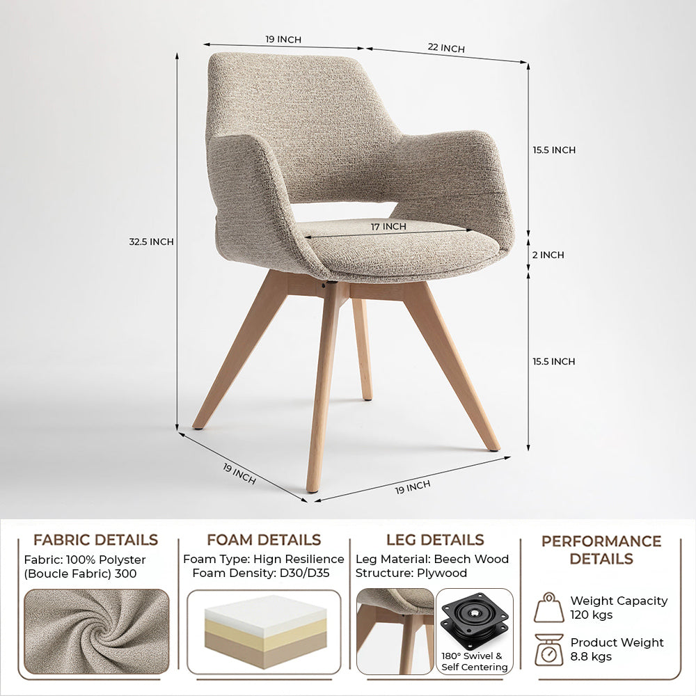 Bastion Wooden Dining Chair - Flaxen