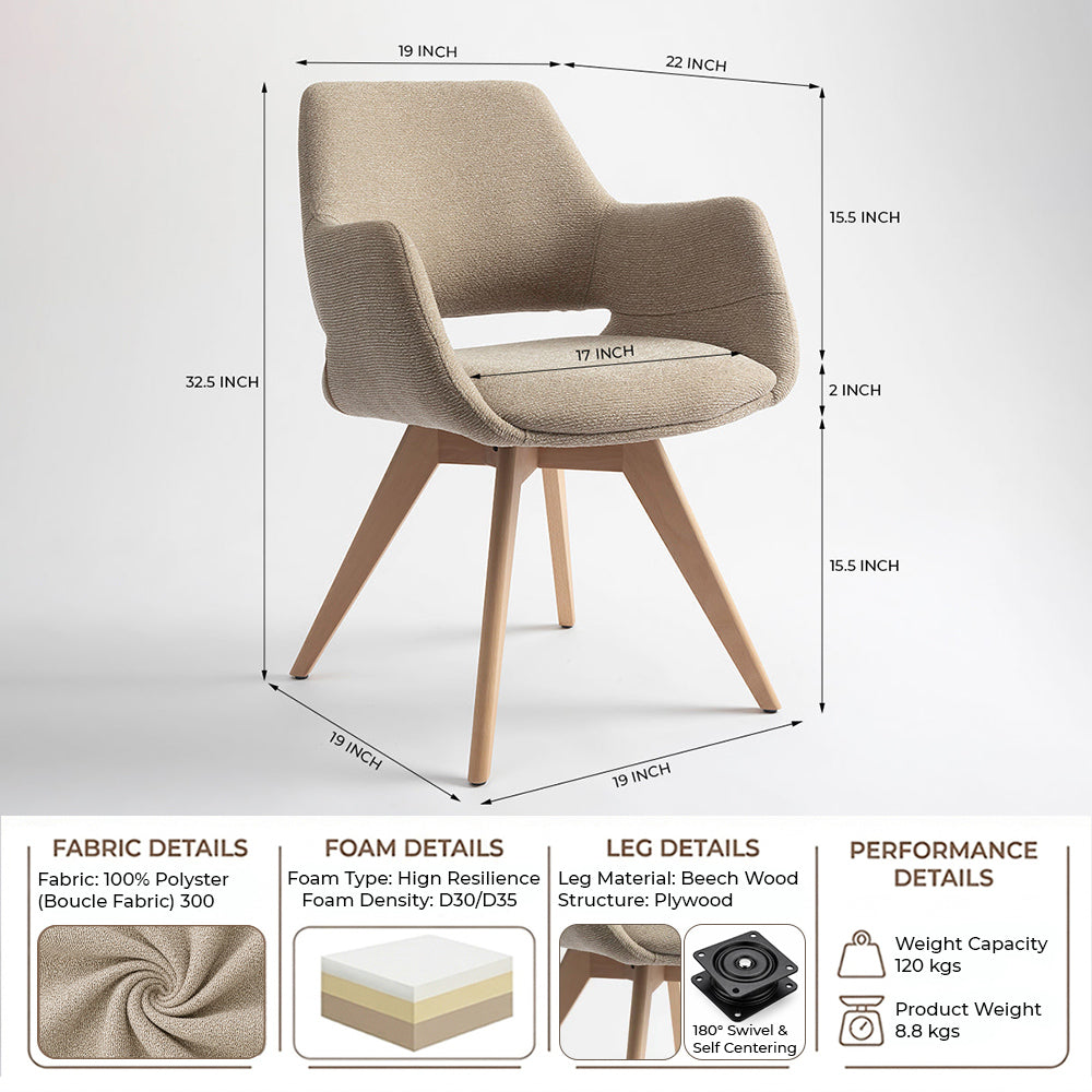 Bastion Wooden Dining Chair - Wheat