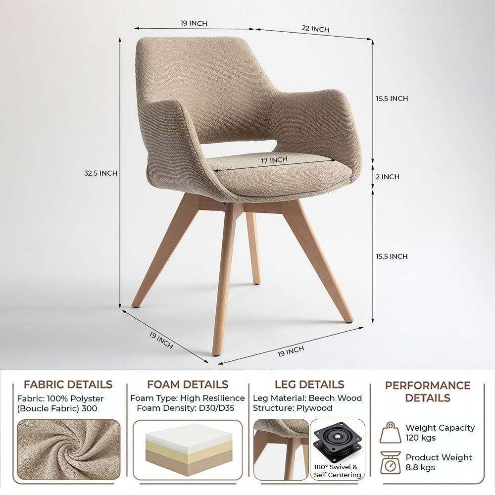 Bastion Wooden Dining Chair - Wheat