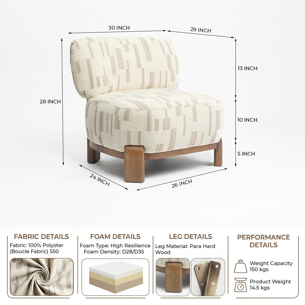 Hakusho Polyester Boucle Lounge Chair