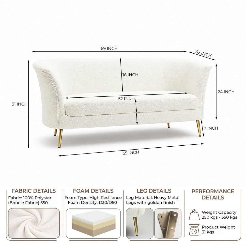 Bleu Gem Sofa - White