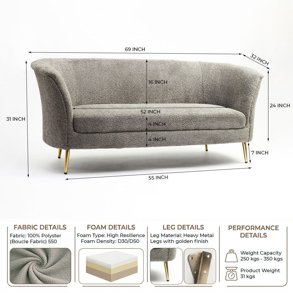 Bleu Gem Sofa - Grey