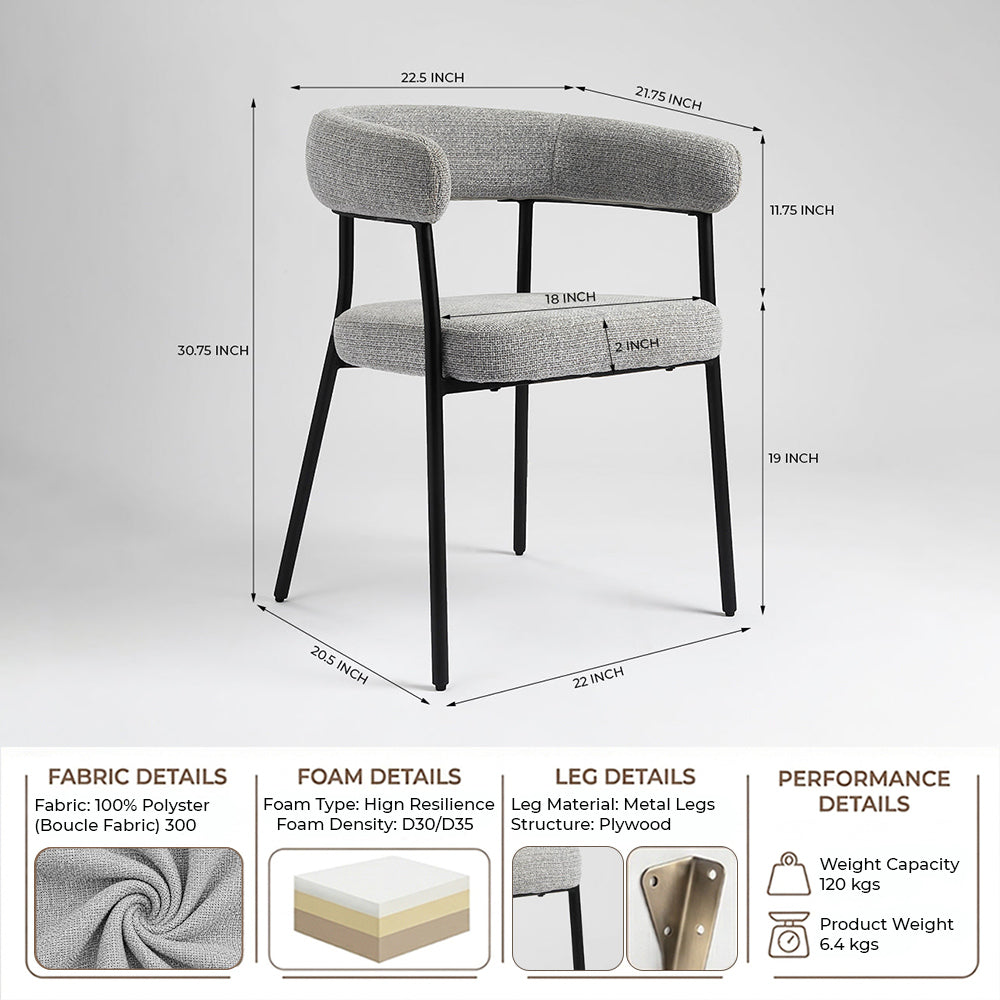Amber Dining Chair - Grey