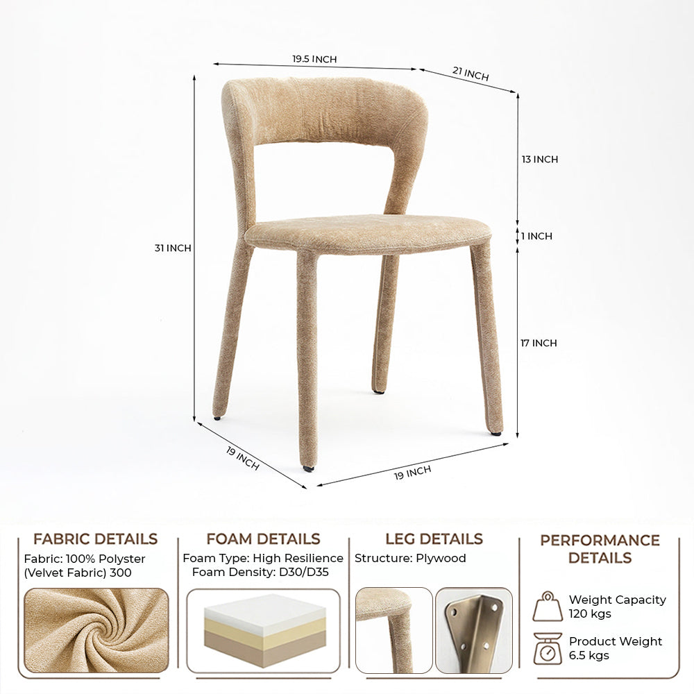 Opale Dining Chair - Light Brown