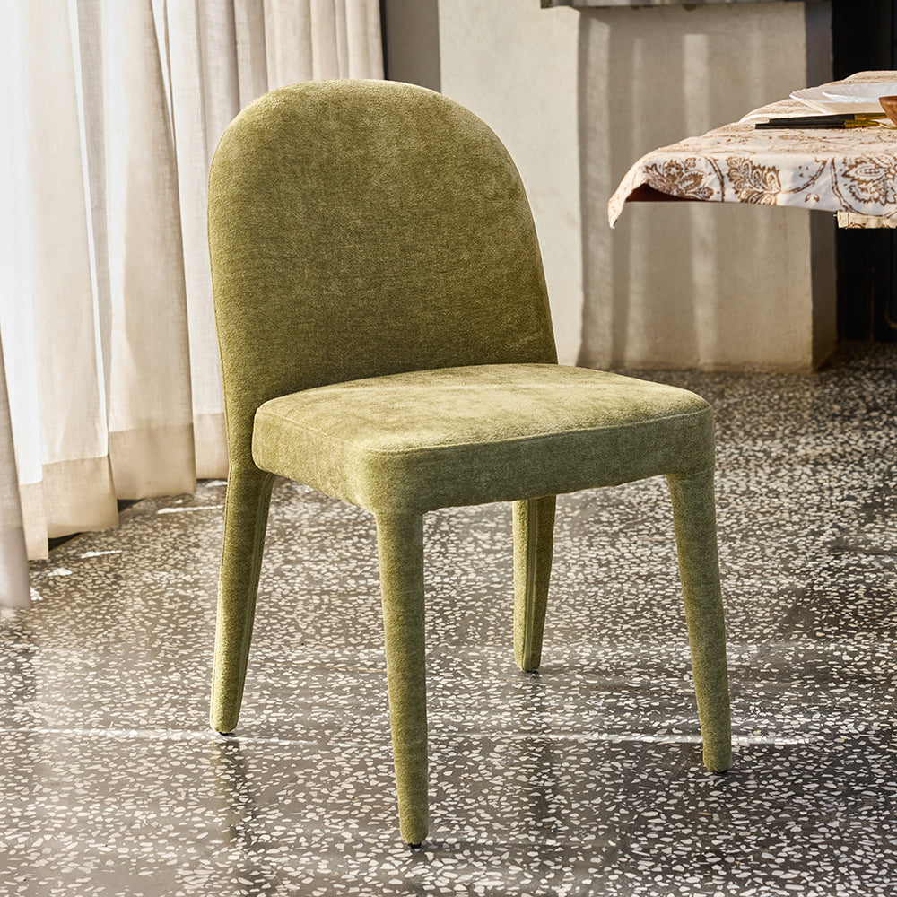 Walnut Dining Chair - Green