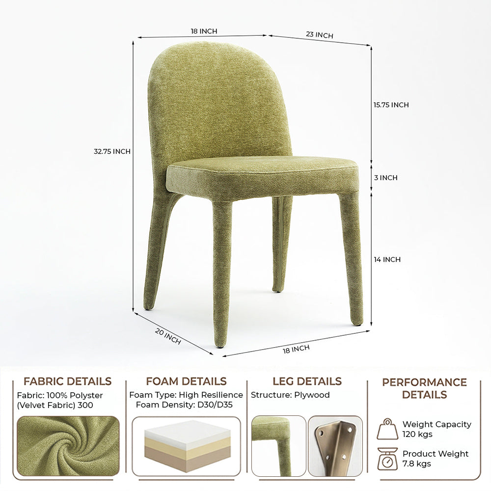 Walnut Dining Chair - Green