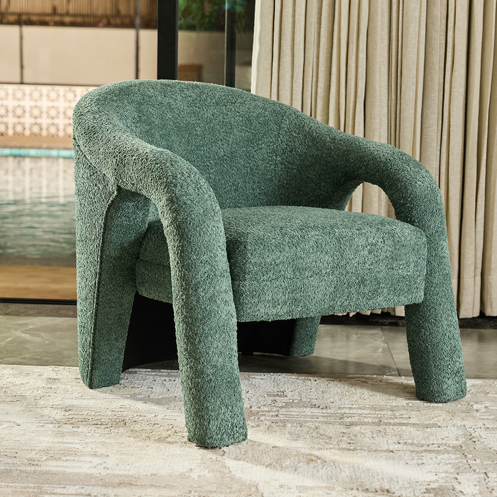 Elegant Upholstered Lounge Chair - Green