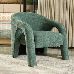 Elegant Upholstered Lounge Chair - Green