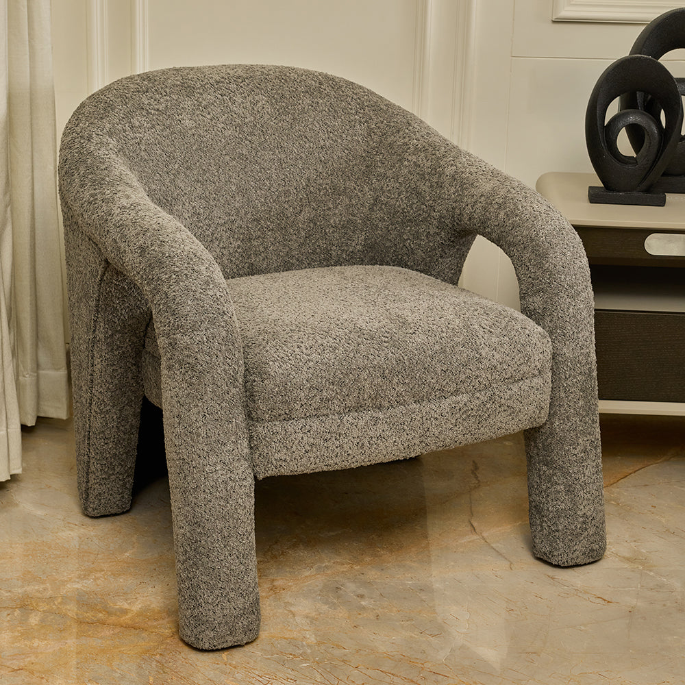 Elegant Upholstered Lounge Chair - Grey