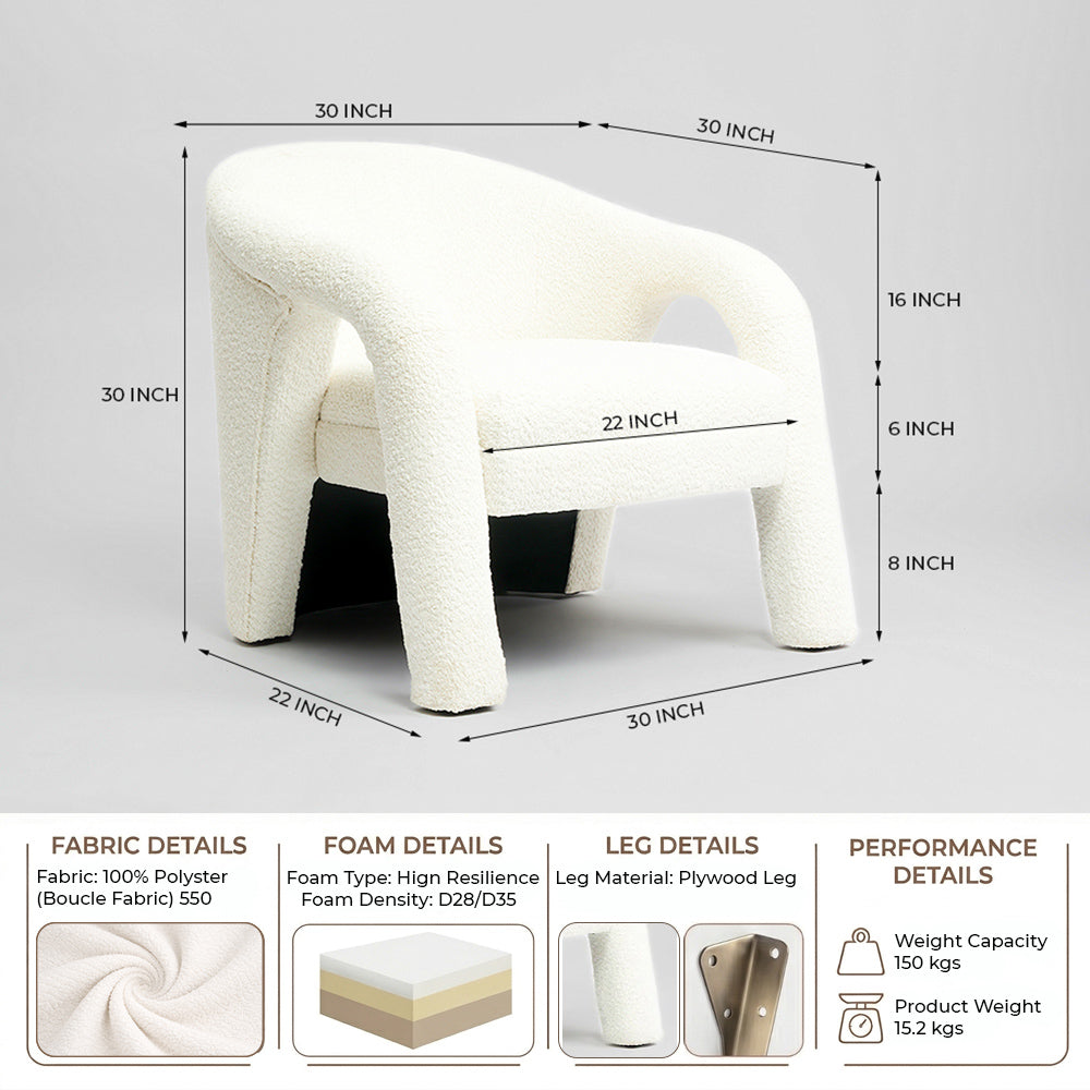 Elegant Upholstered Lounge Chair - White