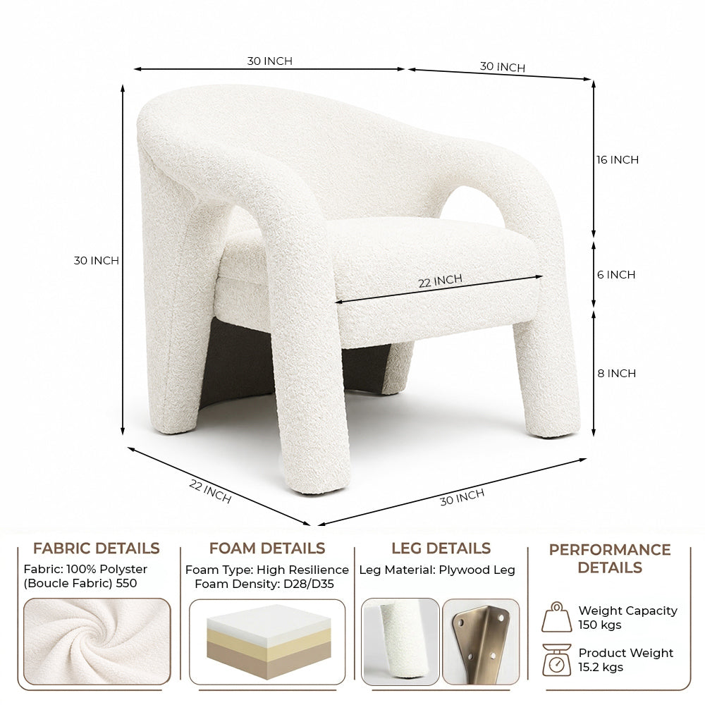 Elegant Upholstered Lounge Chair - White