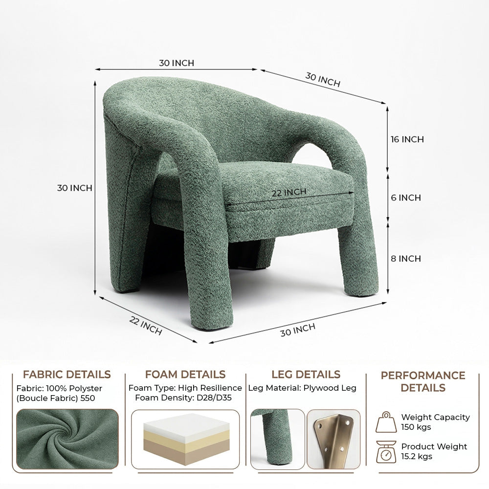 Elegant Upholstered Lounge Chair - Green