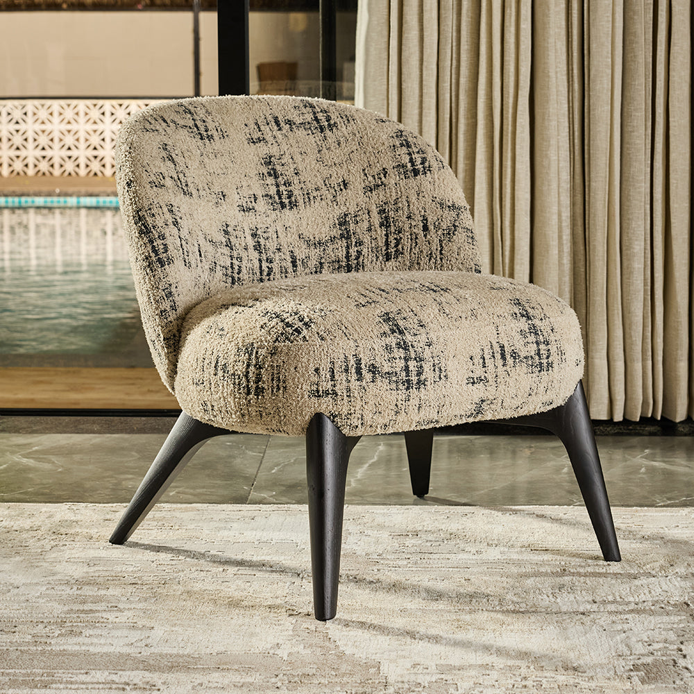 Camila Boucle Chair - Black And Beige