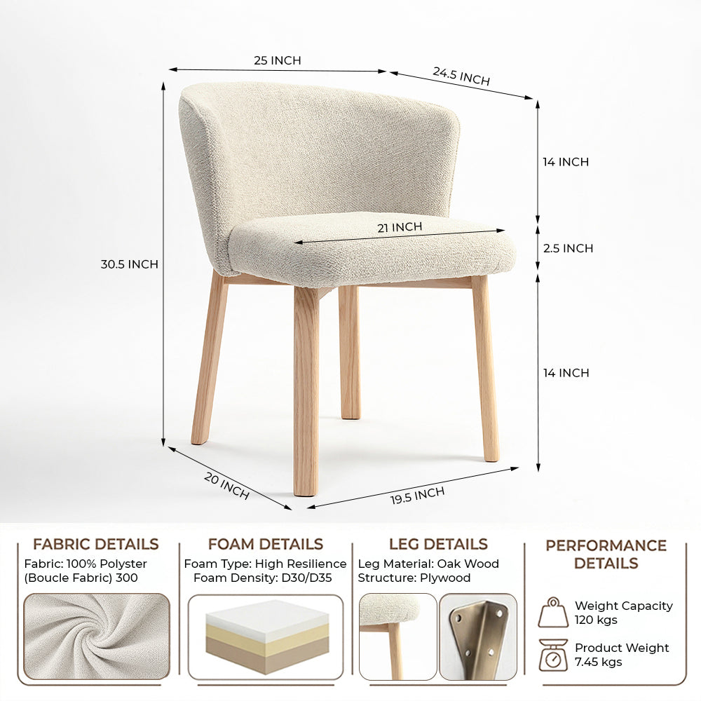 Letty Linen Wooden Dining Chair