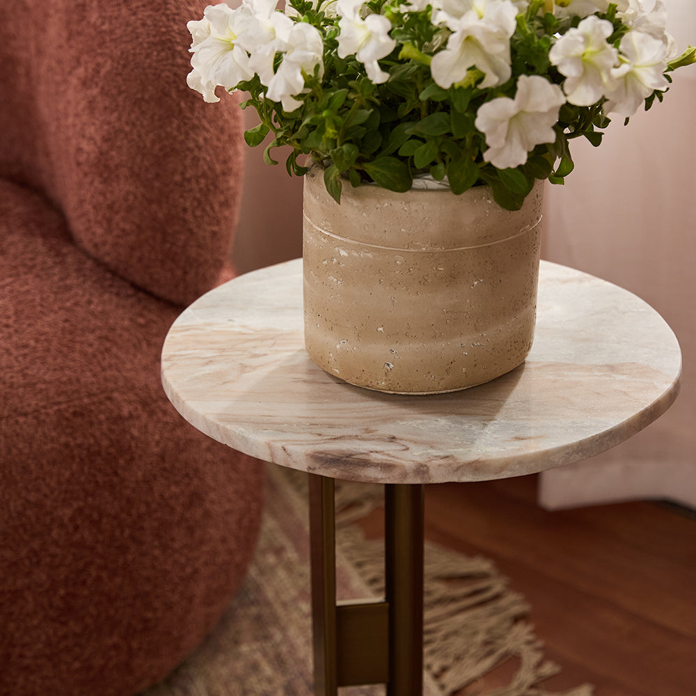 Salinas Marble Accent Table - Brown
