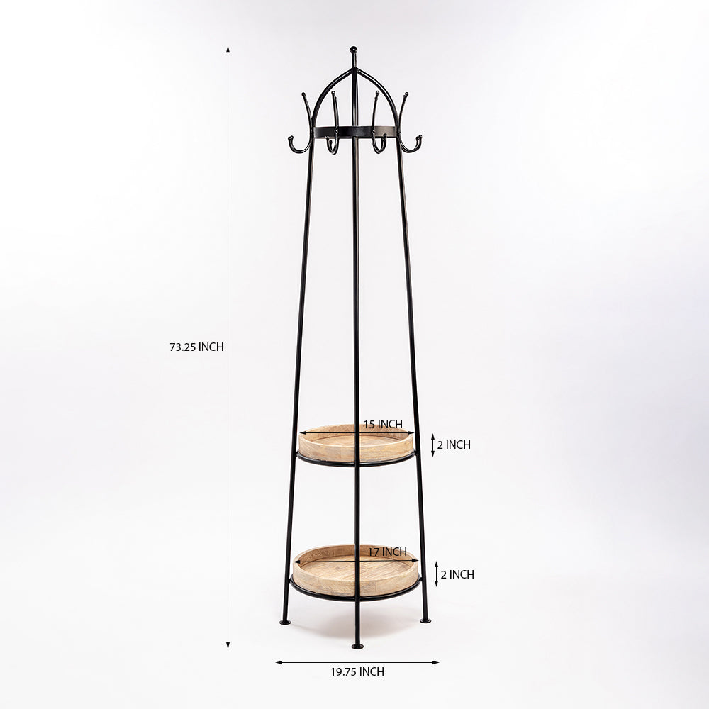 Jenevie Mango Wood Coat Hanger with Iron