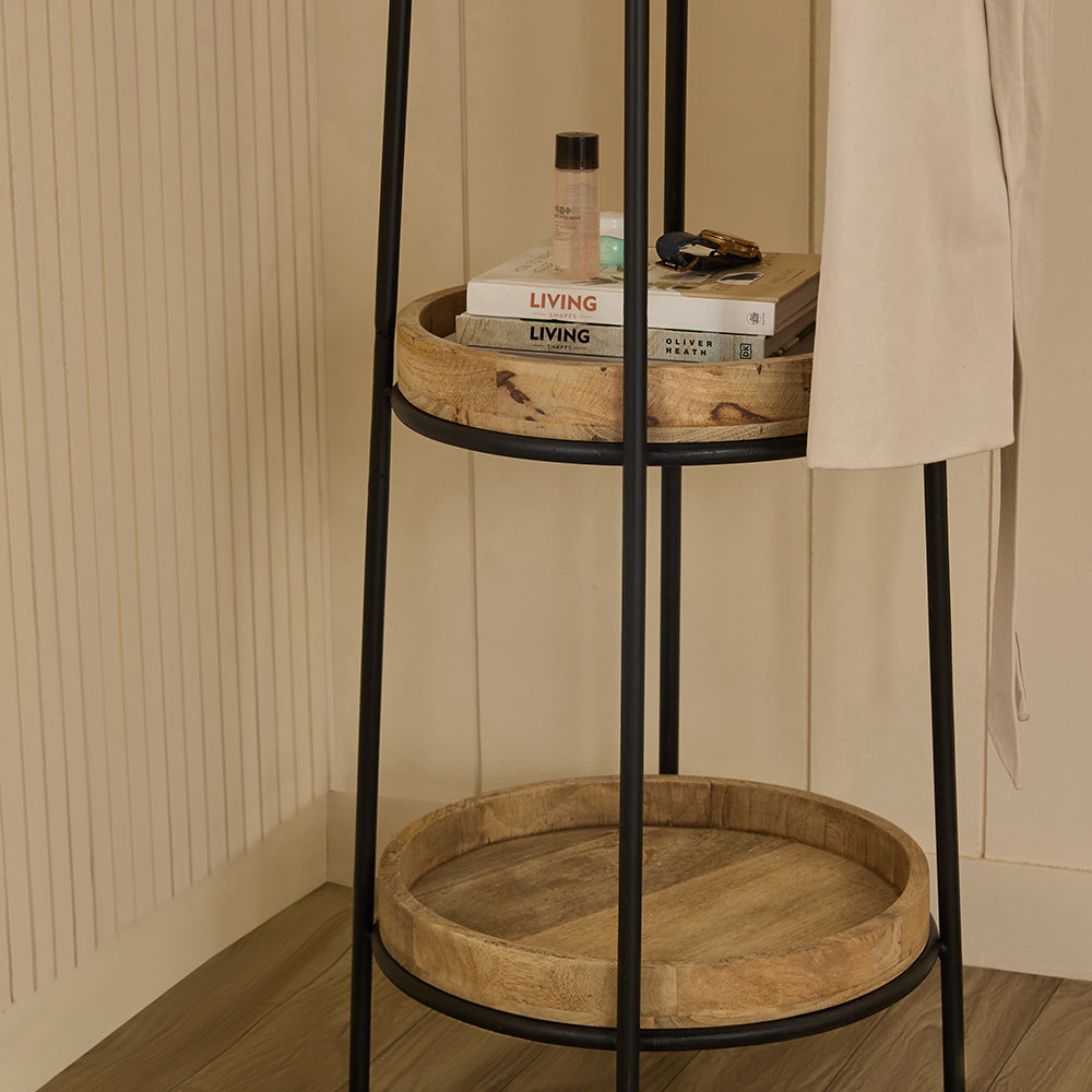 Jenevie Mango Wood Coat Hanger with Iron