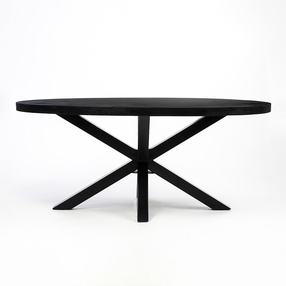 Xerone Wooden 6 Seater Dining Table with Iron - Black