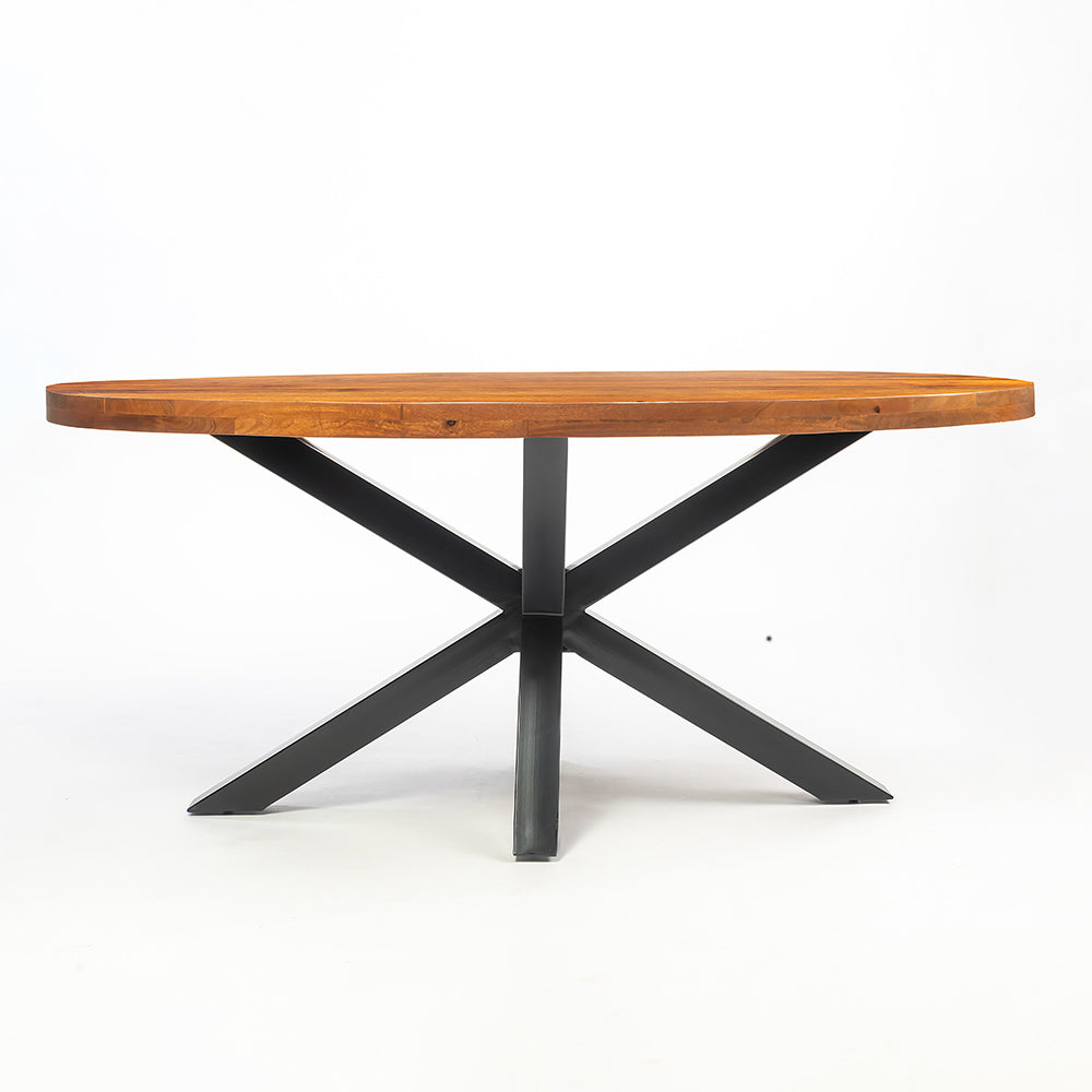 Xerone Wooden 6 Seater Dining Table with Iron - Brown