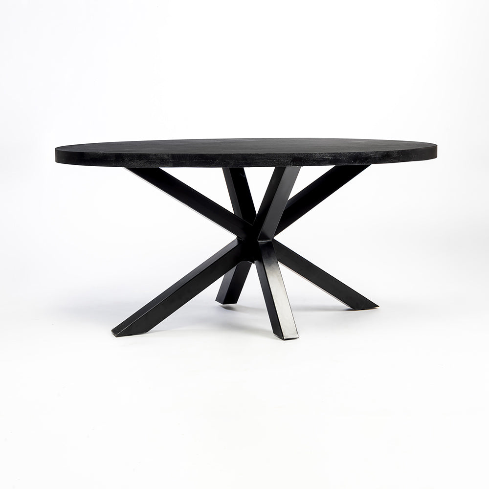 Xerone Wooden 6 Seater Dining Table with Iron - Black