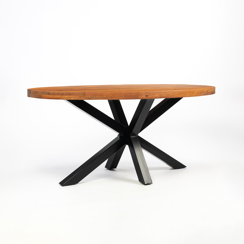 Xerone Wooden 6 Seater Dining Table with Iron - Brown