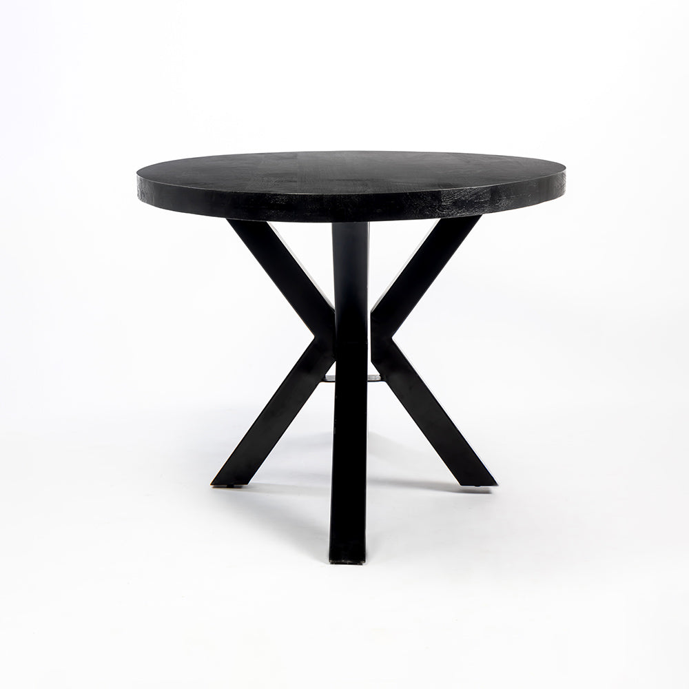 Xerone Wooden 6 Seater Dining Table with Iron - Black