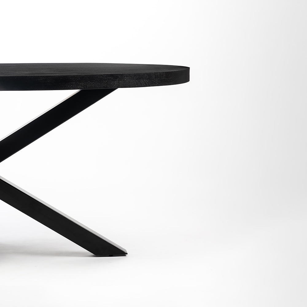 Xerone Wooden 6 Seater Dining Table with Iron - Black