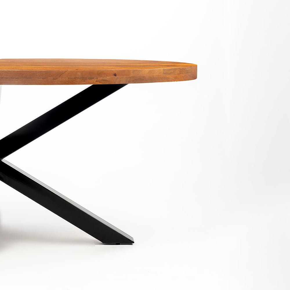 Xerone Wooden 6 Seater Dining Table with Iron - Brown