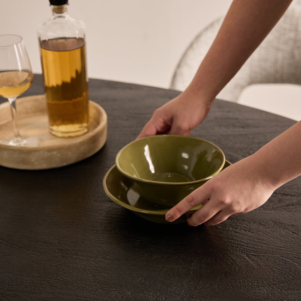 Xerone Wooden 6 Seater Dining Table with Iron - Black