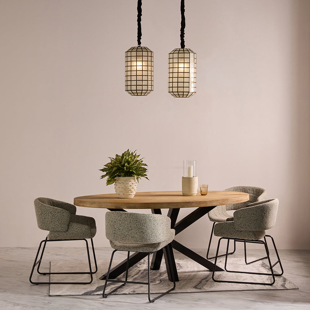 Xerone Wooden 6 Seater Dining Table with Iron - Limewash