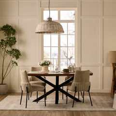 Crispio Wooden 6 Seater Dining Table with Iron