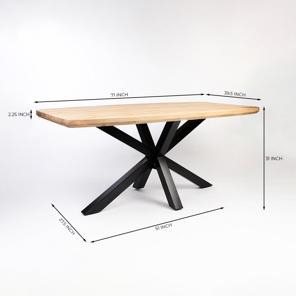 Crispio Wooden 6 Seater Dining Table with Iron - Limewash