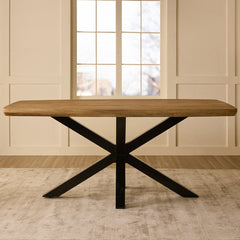 Crispio Wooden 6 Seater Dining Table with Iron - Limewash