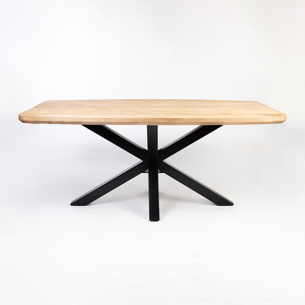 Crispio Wooden 6 Seater Dining Table with Iron - Limewash