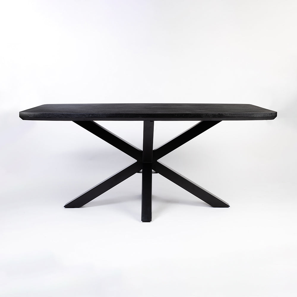 Crispio Wooden 6 Seater Dining Table with Iron - Black