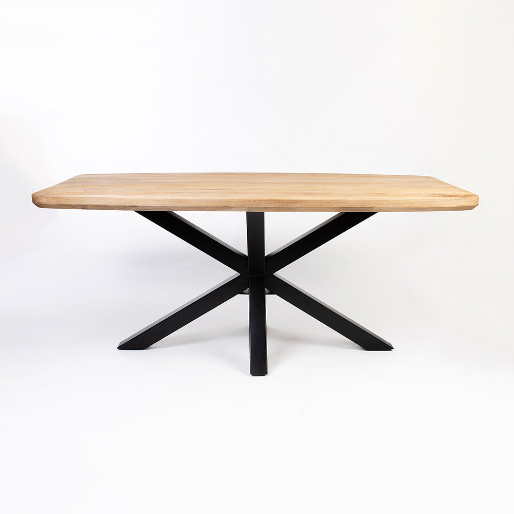 Crispio Wooden 6 Seater Dining Table with Iron - Limewash