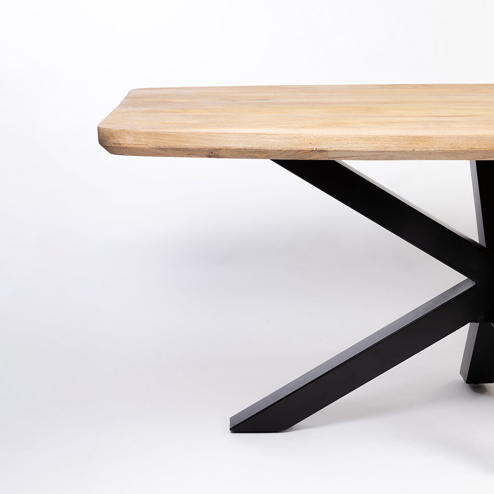 Crispio Wooden 6 Seater Dining Table with Iron - Limewash